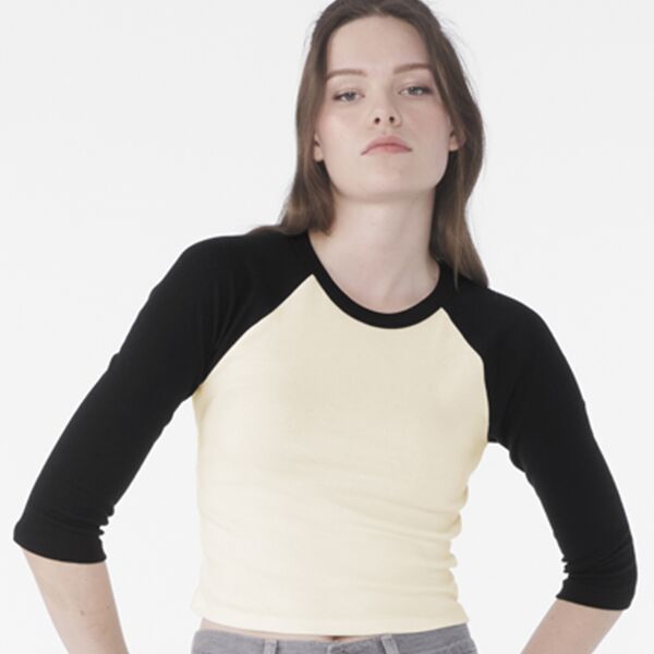 Bella Ladies Micro Rib 3/4 Raglan Baby T-Shirt Thumbnail